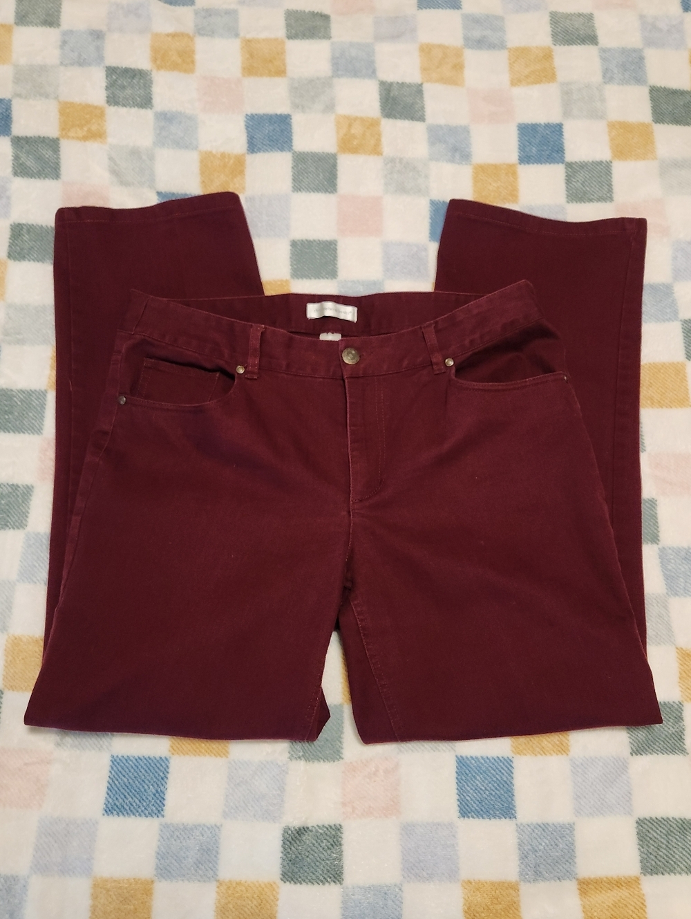 Christopher & Banks Maroon Straight Leg Denim Jeans - Size 14